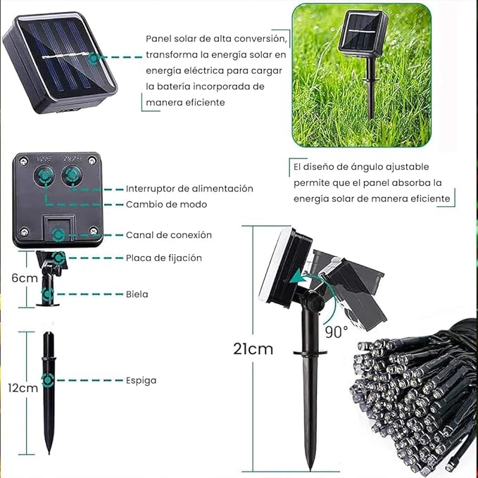 Guirnalda Solar LED con panel solar