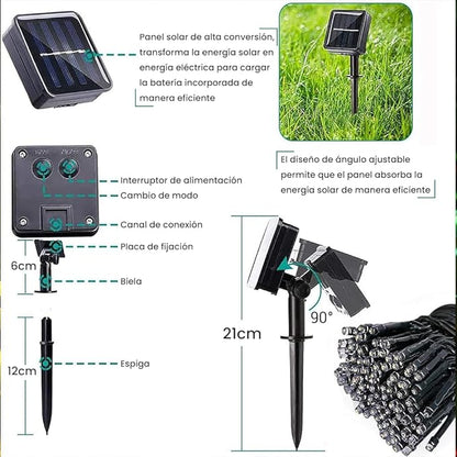 Guirnalda Solar LED con panel solar